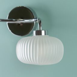 ValueLights Amaia Polished Chrome IP44 Rated 2 Way Frosted Ribbed Glass Wall Light in Silver - thumbnail 3