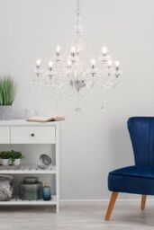 BHS Lighting Charlotte Chandelier in Metallic Silver - thumbnail 3