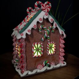 Samuel Alexander 23cm Battery Operated LED Christmas Gingerbread Candy Chalet Decoration - thumbnail 5