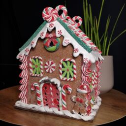 Samuel Alexander 23cm Battery Operated LED Christmas Gingerbread Candy Chalet Decoration - thumbnail 2