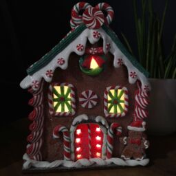 Samuel Alexander 23cm Battery Operated LED Christmas Gingerbread Candy Chalet Decoration - thumbnail 3