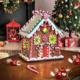 Samuel Alexander 23cm Battery Operated LED Christmas Gingerbread Candy Chalet Decoration