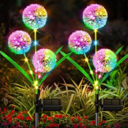 Leaper Pack of 2 Solar Dandelion Outdoor Garden Patio Lights in White - thumbnail 2