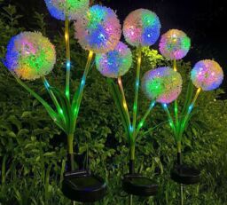 Leaper Pack of 2 Solar Dandelion Outdoor Garden Patio Lights in White - thumbnail 3
