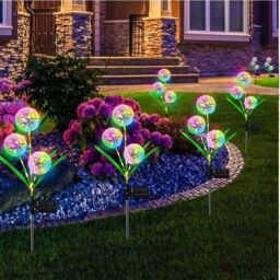 Leaper Pack of 2 Solar Dandelion Outdoor Garden Patio Lights in White - thumbnail 5