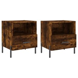 Berkfield Home Bedside Cabinets 2 pcs Smoked Oak 40x35x47.5 cm Engineered Wood in Brown - thumbnail 2