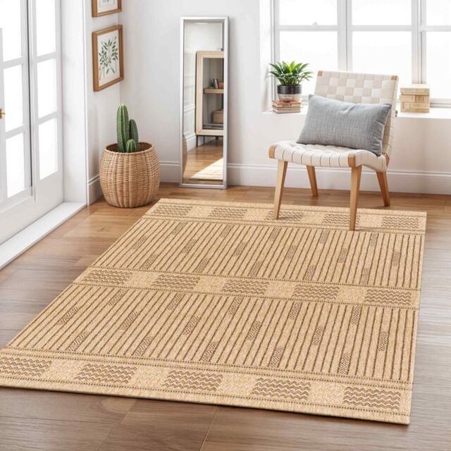 Livabliss Mirage-Cottage Tan Brown Fringe Jute-Look In- & Outdoor Rug in Dark Brown - Size: 120 cm x 170 cm - image 1