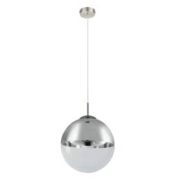 Netlighting Varus 30cm Globe Pendant Nickel Matt Transparent Glass Shade 1x E27 in Grey - thumbnail 2