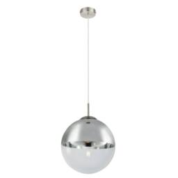 Netlighting Varus 30cm Globe Pendant Nickel Matt Transparent Glass Shade 1x E27 in Grey - thumbnail 1