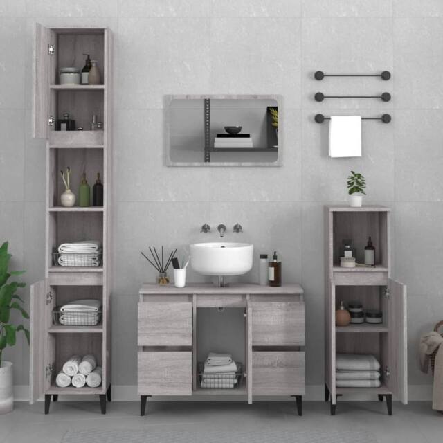 Berkfield Home Sink Cabinet Grey Sonoma 80x33x60 cm Engineered Wood - Size: 80 x 33 x 60 cm - image 1