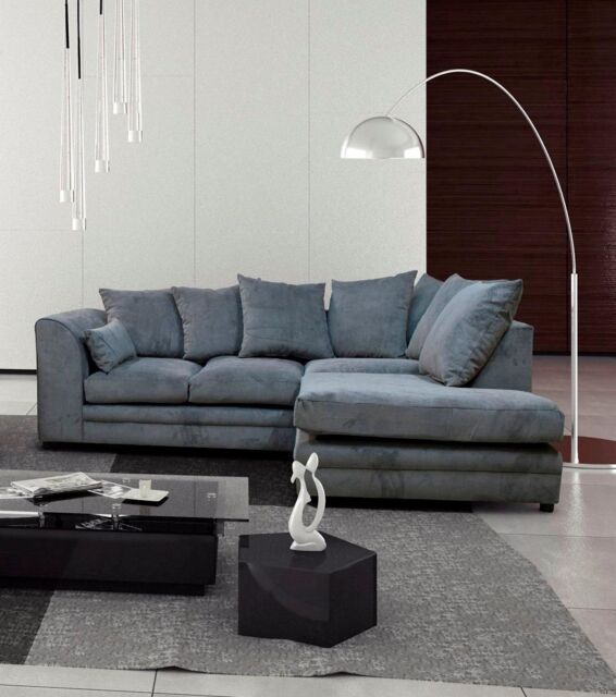 Furniture 786 Casper Fabric 4 Seater Right Hand Facing Corner Sofa in Grey - image 1