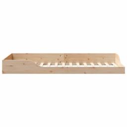 Berkfield Home Floor Bed Frame Brown 90 x 210 cm Solid pine wood in Beige - thumbnail 6