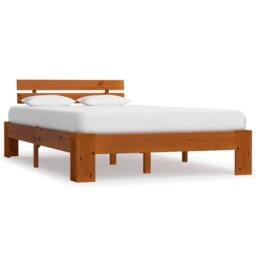 Berkfield Home Modern Bed Frame Honey Brown Solid Pine Wood 120x200 cm - Size: Small Double - thumbnail 2