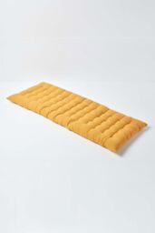 Homescapes Garden Bench Cushion Luxury 2 Seater Cotton Indoor Outdoor Pad, 108 x 42cm in Mustard - Size: 108 x 42 cm