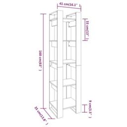 Berkfield Home Beautiful Book Cabinet/Room Divider Black 41x35x160 cm Solid Wood Pine - Size: 41 x 35 x 160 cm - thumbnail 8