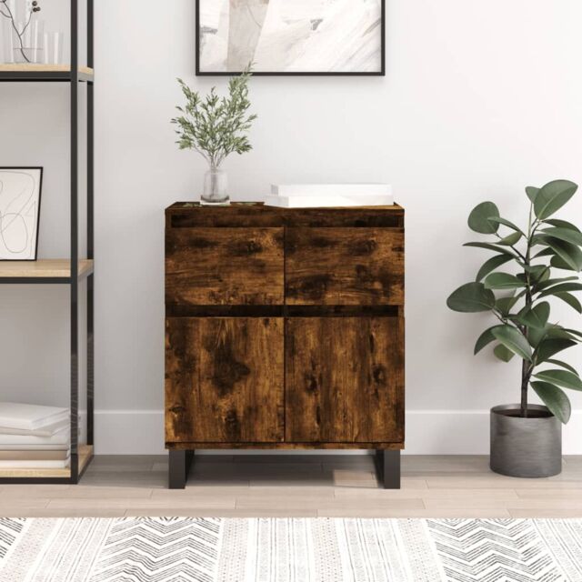 Berkfield Home Sideboard Smoked Oak 60x35x70 cm Engineered Wood in Brown - Size: 60 x 35 x 70 cm - image 1