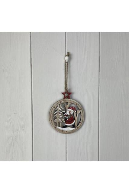 KDMD Wooden Hanging Circle Festive Decoration in Beige - image 1