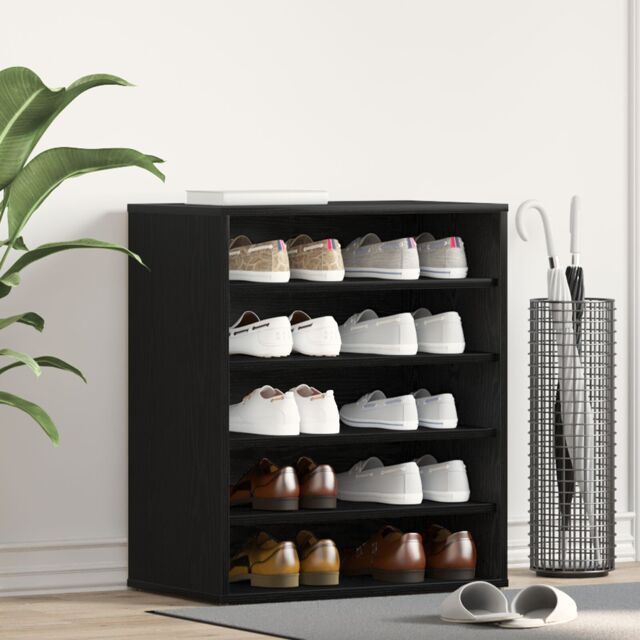 Berkfield Home Shoe Cabinet in Black Oak - 60x35x70 cm, Made of Engineered Wood - Size: 60 x 35 x 70 cm - image 1
