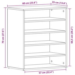 Berkfield Home Shoe Cabinet in Black Oak - 60x35x70 cm, Made of Engineered Wood - Size: 60 x 35 x 70 cm - thumbnail 9