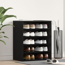Berkfield Home Shoe Cabinet in Black Oak - 60x35x70 cm, Made of Engineered Wood - Size: 60 x 35 x 70 cm - thumbnail 1