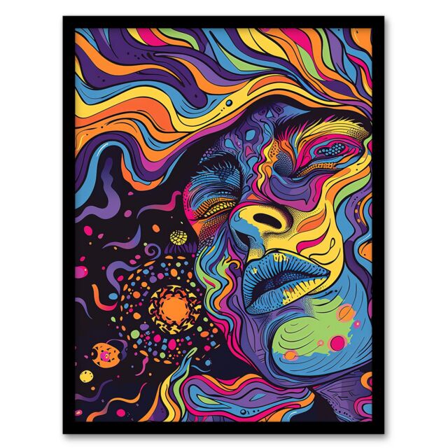 "Artery8 Cosmic Trance Meditation Psychedelic Portrait Framed Art Print - Size: W12"" x H16""" - image 1