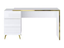 Vente-unique Desk With Drawers - Gloss White & Gold - MARZIALO - thumbnail 2