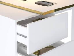 Vente-unique Desk With Drawers - Gloss White & Gold - MARZIALO - thumbnail 7