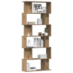 Berkfield Home Elegant Book Cabinet Artisan Oak 80x24x192 cm Engineered Wood in Brown - Size: 80 x 24 x 192 cm - thumbnail 1