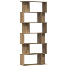 Berkfield Home Elegant Book Cabinet Artisan Oak 80x24x192 cm Engineered Wood in Brown - Size: 80 x 24 x 192 cm - thumbnail 3