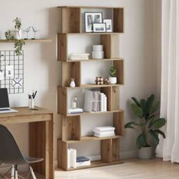 Berkfield Home Elegant Book Cabinet Artisan Oak 80x24x192 cm Engineered Wood in Brown - Size: 80 x 24 x 192 cm - thumbnail 2