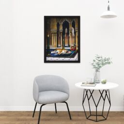 "Artery8 Wall Art Print Gerome Grief Of The Pasha Mourning Tiger Painting Large Framed Wall Décor Art in Light Oak - Size: W18"" x H24""" - thumbnail 2