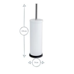 Harbour Housewares 3L Mismatched Bathroom Bin & Brush Set Slim Stainless Steel Toilet Set in White - thumbnail 5