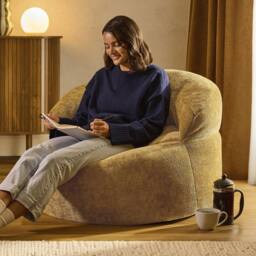 icon Orb Accent Chair Woven Chenille in Gold - thumbnail 2