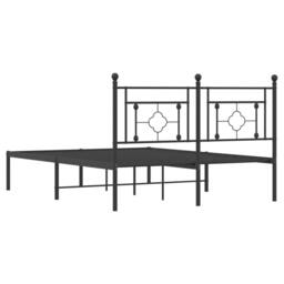 Berkfield Home Metal Bed Frame without Mattress with Headboard Black 140x200cm - Size: 140x200 cm - thumbnail 7