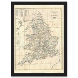 Artery8 1799 Clement Cruttwell Map England Historic Iconic A4 Artwork Framed Wall Art Print in Black - thumbnail 1