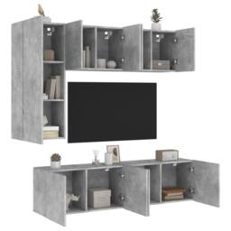 Berkfield Home Versatile 5 Piece TV Wall Units Concrete Grey Engineered Wood - thumbnail 2