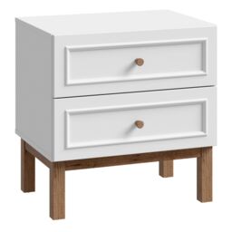 Furniture To Go Wensley 2 Drawer Bedside Chest in Light Grey & Oak - thumbnail 1