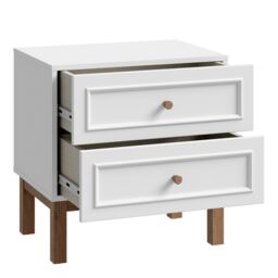Furniture To Go Wensley 2 Drawer Bedside Chest in Light Grey & Oak - thumbnail 3