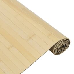 Berkfield Home Rug Square Light Nature 100x100 cm Bamboo in Beige - Size: Medium - thumbnail 4