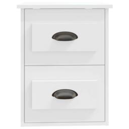 Berkfield Home Elegant Wall-mounted Bedside Cabinet White 41.5x36x53cm - Size: 41.5x36x53 cm - thumbnail 7