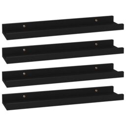 Berkfield Home Wall Shelves 4 pcs Black 40x9x3 cm - Size: 40 x 9 x 3 cm - thumbnail 2