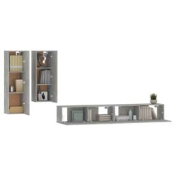 Berkfield Home 4 Piece TV Cabinet Set Concrete Grey Engineered Wood - thumbnail 4