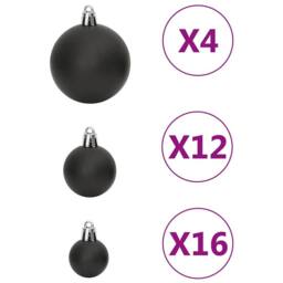 Berkfield Home Fantastic 111 Piece Christmas Bauble Set Black Polystyrene - thumbnail 5