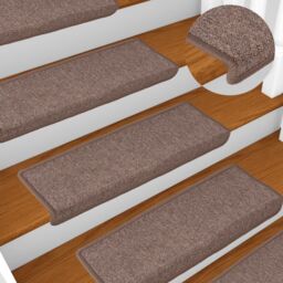 Berkfield Home Carpet Stair Treads 15 pcs 65x21x4 cm Brown - Size: Medium - thumbnail 1