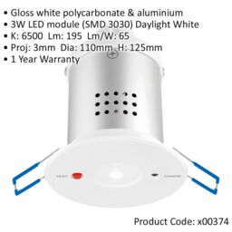 Loops Recessed Emergency Ceiling Downlight - 3W Daylight White LED - Self Contained - thumbnail 2