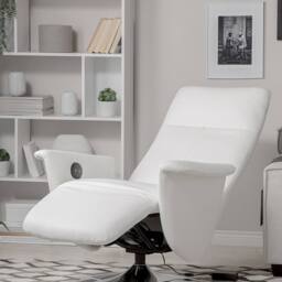 Wyld and Coco Reclining Armchair white faux leather with pull-out ottoman