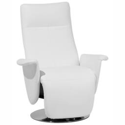 Wyld and Coco Reclining Armchair white faux leather with pull-out ottoman - thumbnail 4