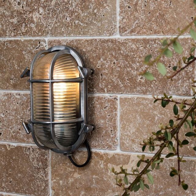 ValueLights Bow Oval Bulkhead IP64 Outdoor Garden Wall Light with Filament Bulb in Silver - image 1