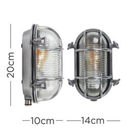 ValueLights Bow Oval Bulkhead IP64 Outdoor Garden Wall Light with Filament Bulb in Silver - thumbnail 7