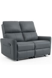 More4Homes Madrid 1+2 Seater Manual Air Leather Recliner Sofa Set in Grey - thumbnail 2